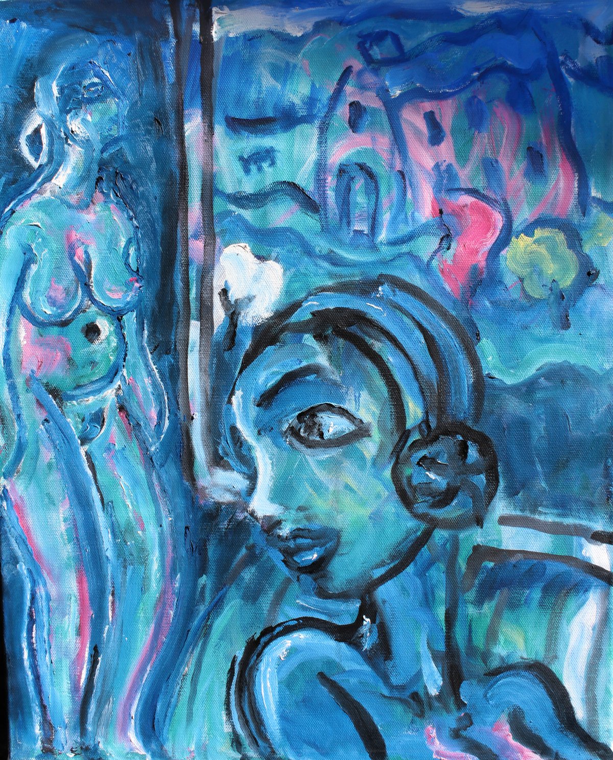 Michael Sarjeant - Blue figures at a blue window